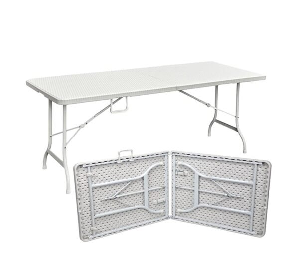 Plastic Folding Table White Rattan Pattern 1.8m(6ft)